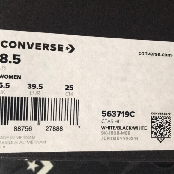 Conv&Miley Ctas HI White Black Stars✨W AUTHENTIC - Picture 8 of 8